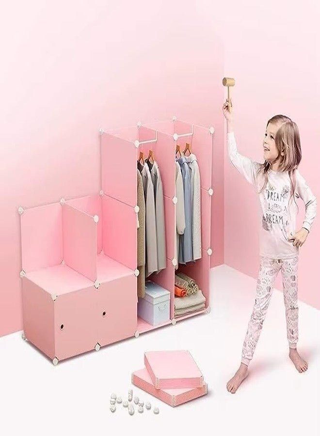 LUHI 12 Door Plastic Wardrobe for Kids-Cupboard for Clothes, Almirah for Clothes, Baby Collapsible Wardrobe, Multi-Purpose Kids Storage Rack for Home Books,Toy,Living Room -Pink-V3 - Image 5